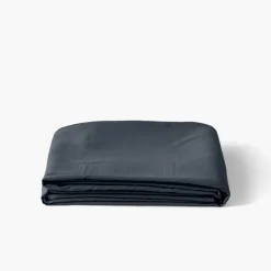 Carré Blanc Drap de lit satin de coton jacquard pois et rayures Prestige bleu nuit| Draps De Lit