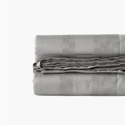 Carré Blanc Drap de lit satin de coton Titane| Draps De Lit