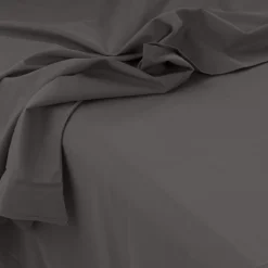 Carré Blanc Drap de lit satin de coton lavé bio Quartz galet| Draps De Lit