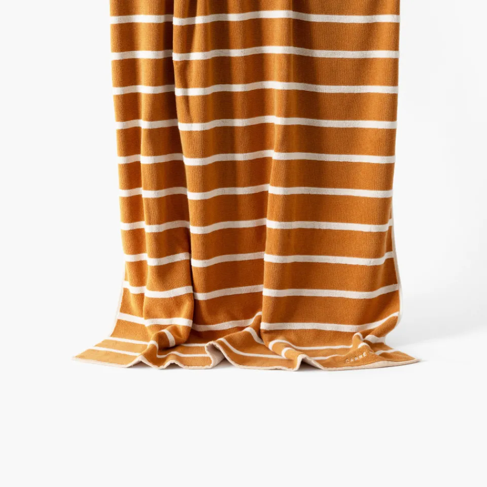 Carré Blanc Drap de plage coton Labaule curcuma| La Plage