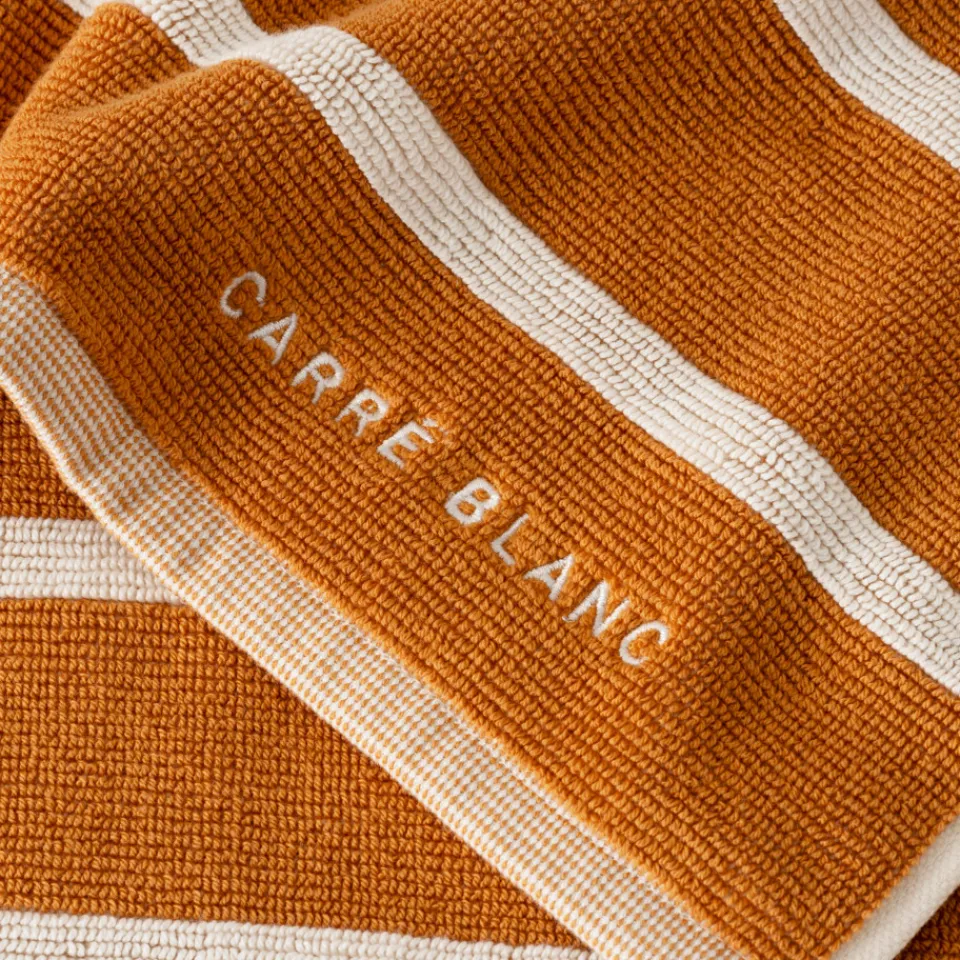 Carré Blanc Drap de plage coton Labaule curcuma| La Plage