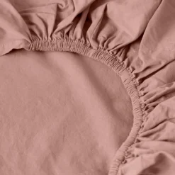 Carré Blanc Drap housse coton lavé Songe rose cendré| Draps Housse