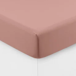 Carré Blanc Drap housse coton lavé Songe rose cendré| Draps Housse