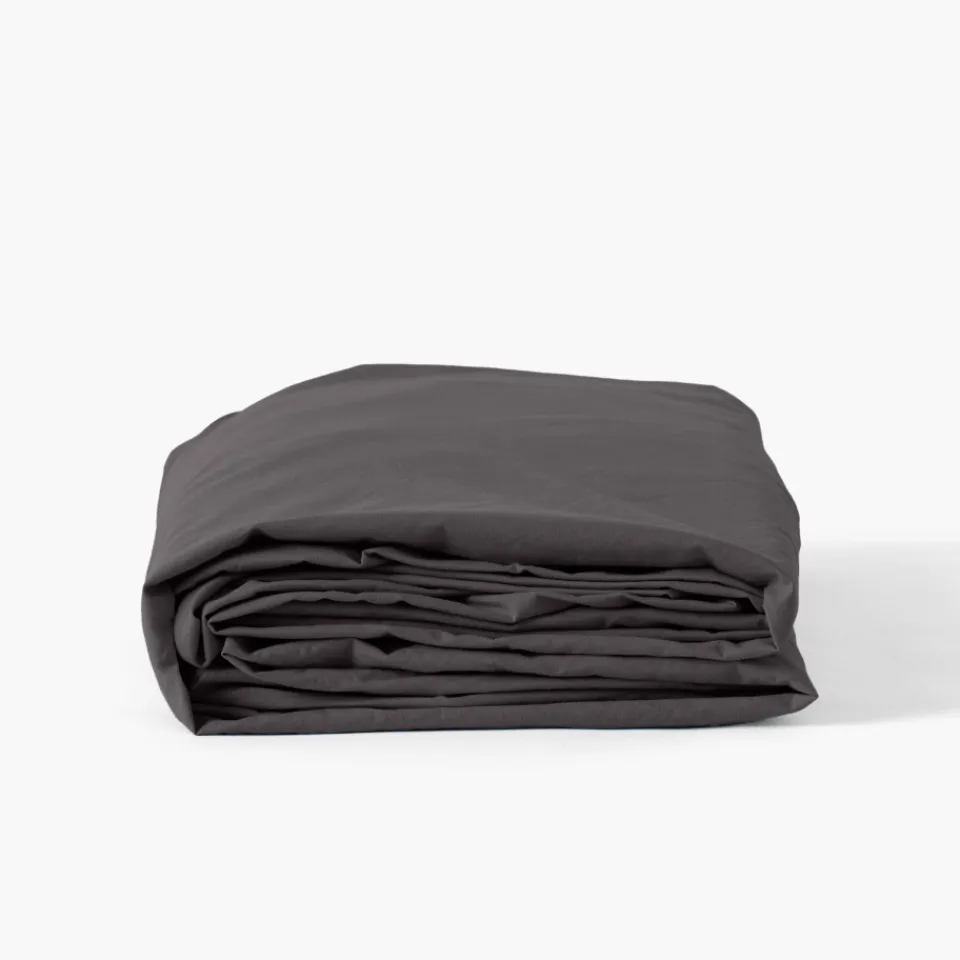 Carré Blanc Drap housse coton lavé Songe charbon| Draps Housse