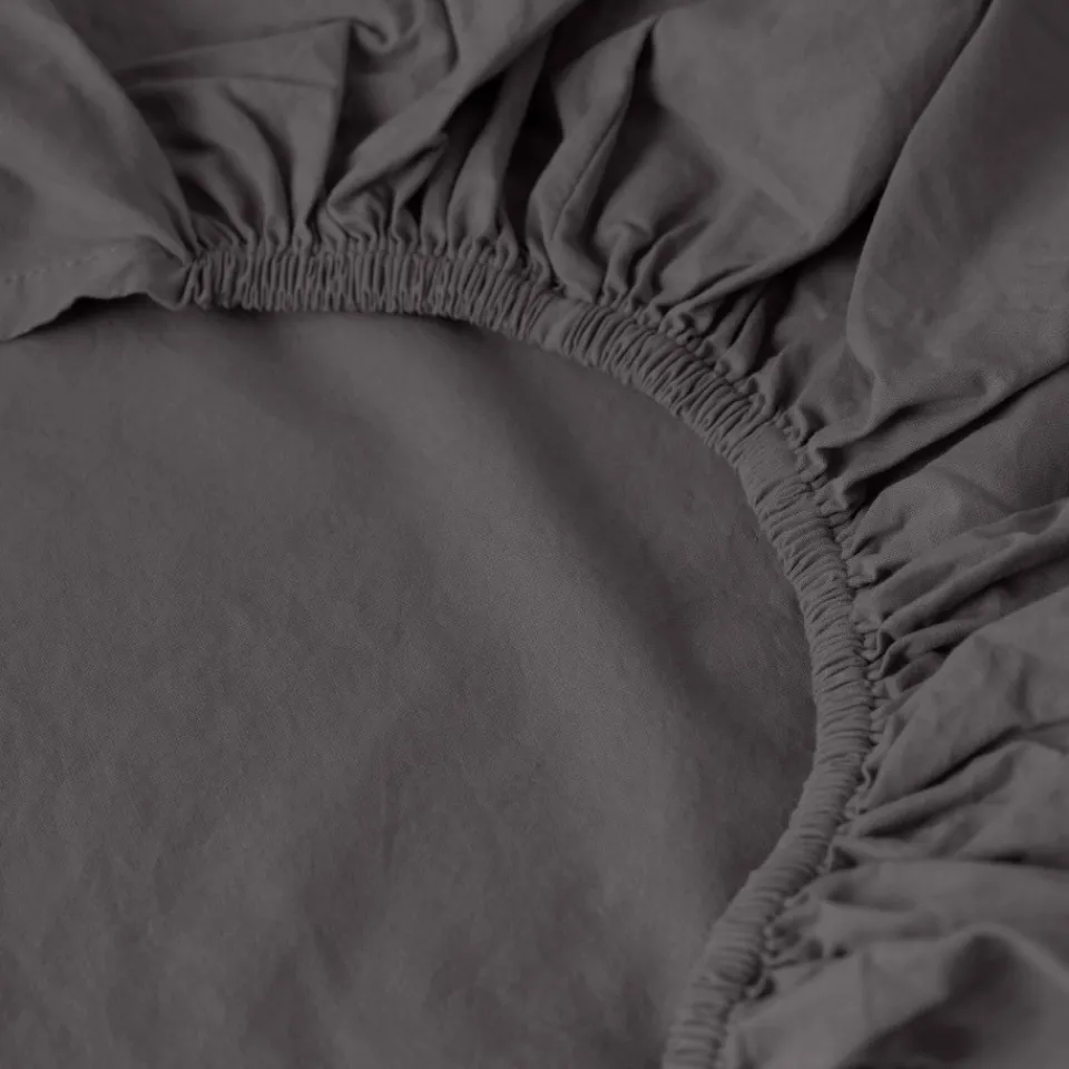 Carré Blanc Drap housse coton lavé Songe charbon| Draps Housse