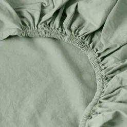 Carré Blanc Drap housse coton lavé Songe eucalyptus| Draps Housse