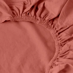 Carré Blanc Drap housse coton lavé Songe terre cuite| Draps Housse