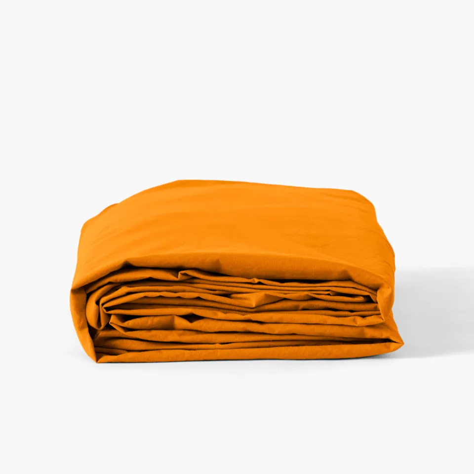 Carré Blanc Drap housse coton lavé Songe curcuma| Draps Housse