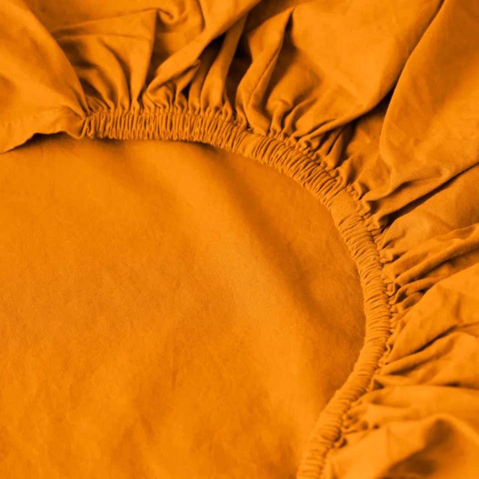 Carré Blanc Drap housse coton lavé Songe curcuma| Draps Housse