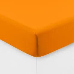 Carré Blanc Drap housse coton lavé Songe curcuma| Draps Housse