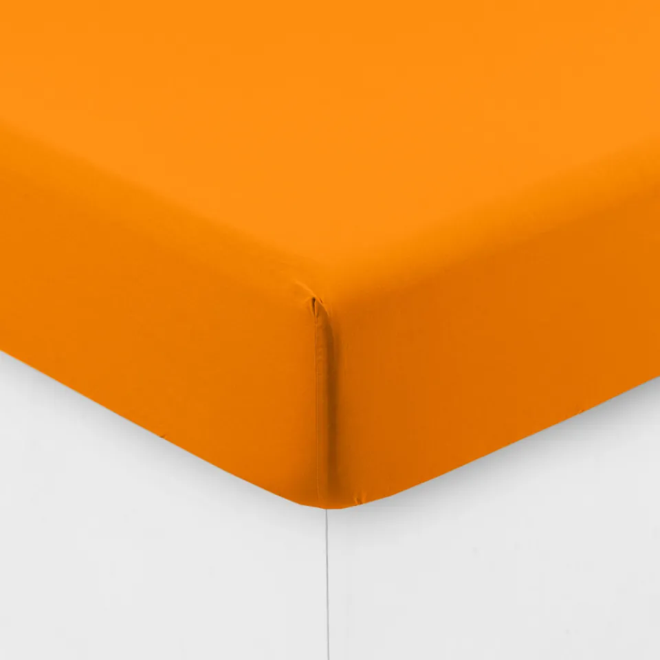 Carré Blanc Drap housse coton lavé Songe curcuma| Draps Housse