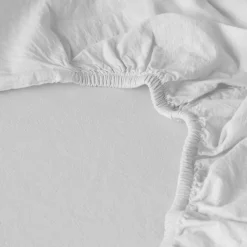 Carré Blanc Drap housse en pur coton lavé biologique Souffle blanc|Enfant Draps Housse|Draps Housse