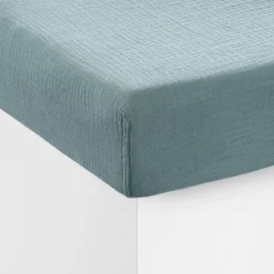 Carré Blanc Drap housse gaze de coton Infini kaki et céladon|Femme Coffrets Cadeaux|Coffrets Cadeaux