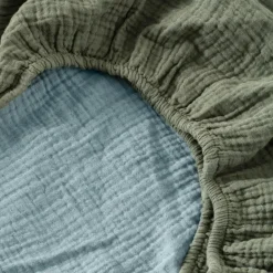 Carré Blanc Drap housse gaze de coton Infini kaki et céladon|Femme Coffrets Cadeaux|Coffrets Cadeaux