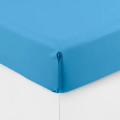 Carré Blanc Drap housse percale de coton Neo azur| Draps Housse