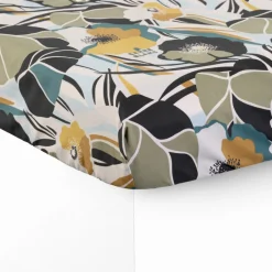 Carré Blanc Drap housse percale de coton Neo ficelle floral| Draps Housse