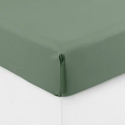 Carré Blanc Drap housse percale de coton Neo thym| Draps Housse