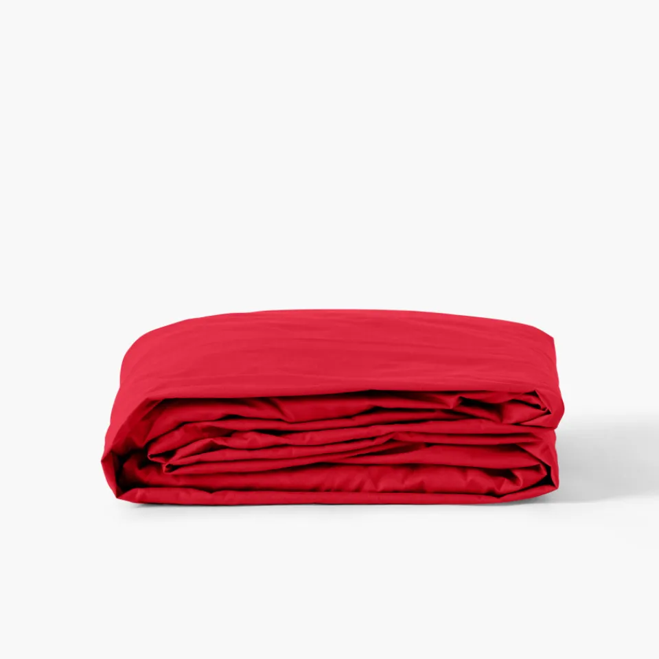 Carré Blanc Drap housse percale de coton Neo rouge| Draps Housse