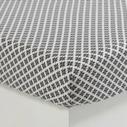 Carré Blanc Drap housse percale de coton Azulejos| Draps Housse