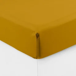 Carré Blanc Drap housse percale de coton Neo curry| Draps Housse