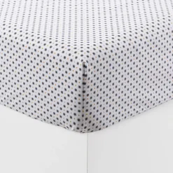 Carré Blanc Drap housse percale de coton Neo anthracite géométrique| Draps Housse