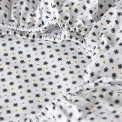 Carré Blanc Drap housse percale de coton Neo anthracite géométrique| Draps Housse