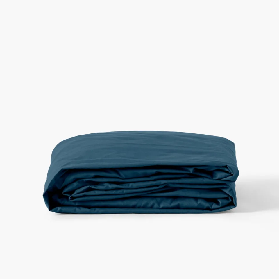 Carré Blanc Drap housse percale de coton Neo bleu prusse| Draps Housse