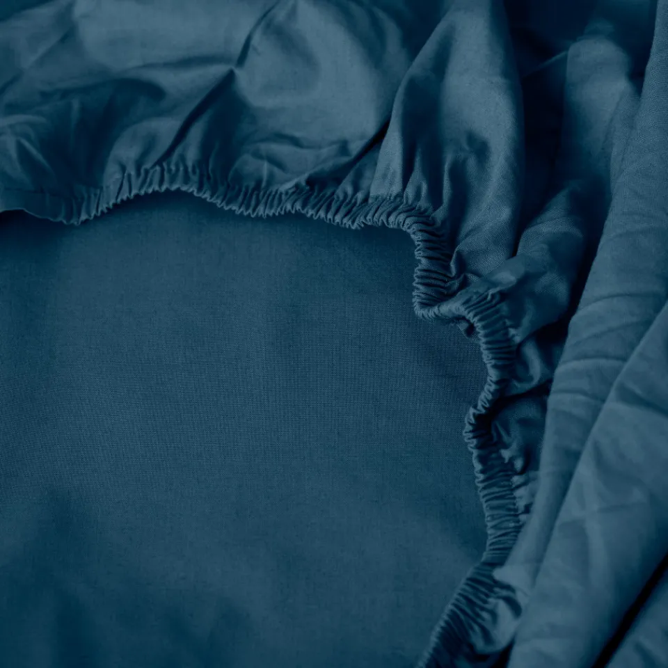 Carré Blanc Drap housse percale de coton Neo bleu prusse| Draps Housse