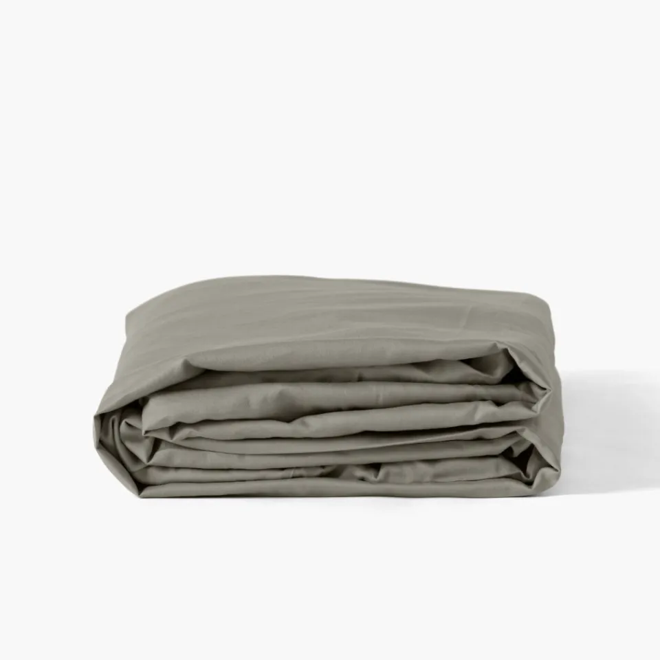 Carré Blanc Drap housse satin de coton lavé biologique Quartz jade| Draps Housse