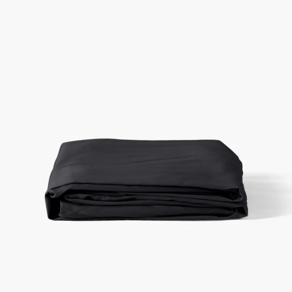 Carré Blanc Drap housse satin de coton uni Prestige noir| Draps Housse
