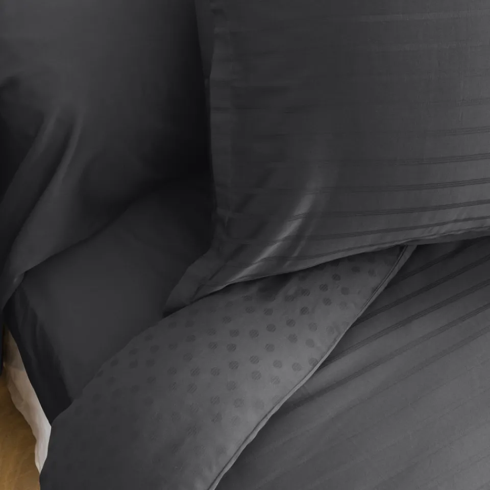 Carré Blanc Drap housse satin de coton uni Prestige noir| Draps Housse