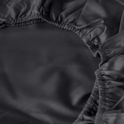 Carré Blanc Drap housse satin de coton uni Prestige noir| Draps Housse