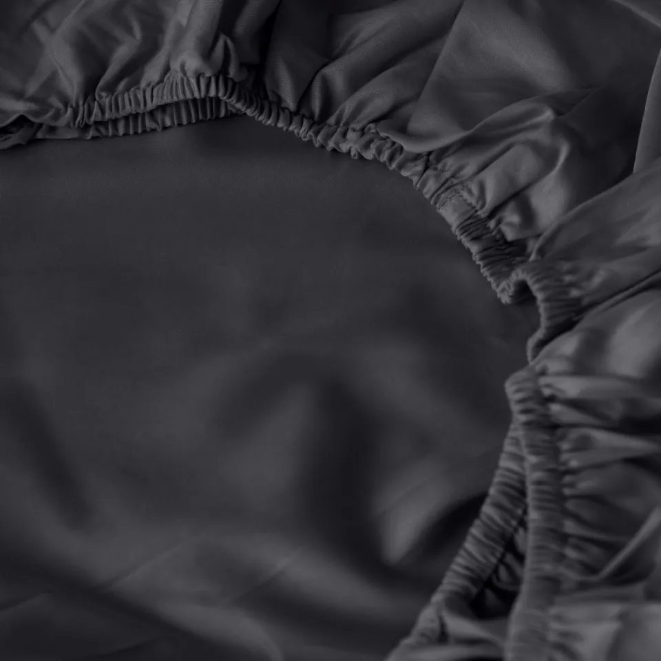 Carré Blanc Drap housse satin de coton uni Prestige noir| Draps Housse