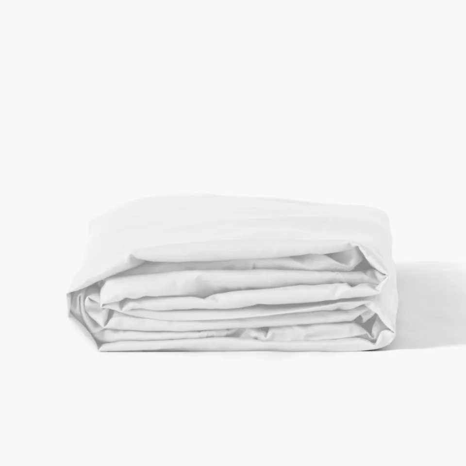 Carré Blanc Drap housse satin de coton lavé bio Quartz blanc| Draps Housse