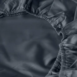 Carré Blanc Drap housse satin de coton uni Prestige bleu nuit| Draps Housse