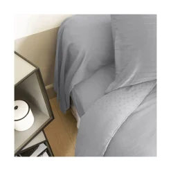 Carré Blanc Drap housse satin de coton uni Prestige tourterelle| Draps Housse