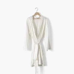 Carré Blanc Déshabillé kimono en soie de mûrier Beauté ivoire|Femme Coffrets Cadeaux|Capsule Soienew