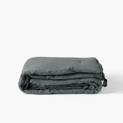 Carré Blanc Edredon lin et coton lavé Songe kaki cendré| Plaids Et Couvre-lits|Plaids