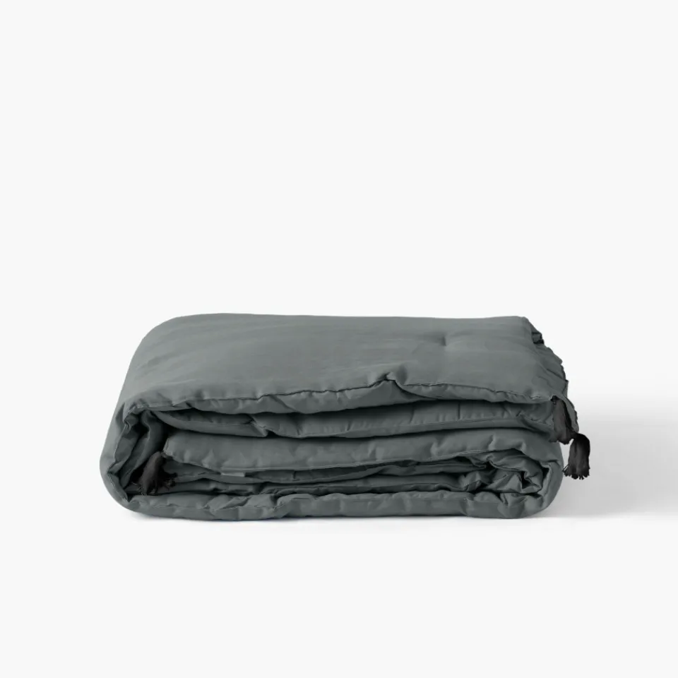 Carré Blanc Edredon lin et coton lavé Songe kaki cendré| Plaids Et Couvre-lits|Plaids