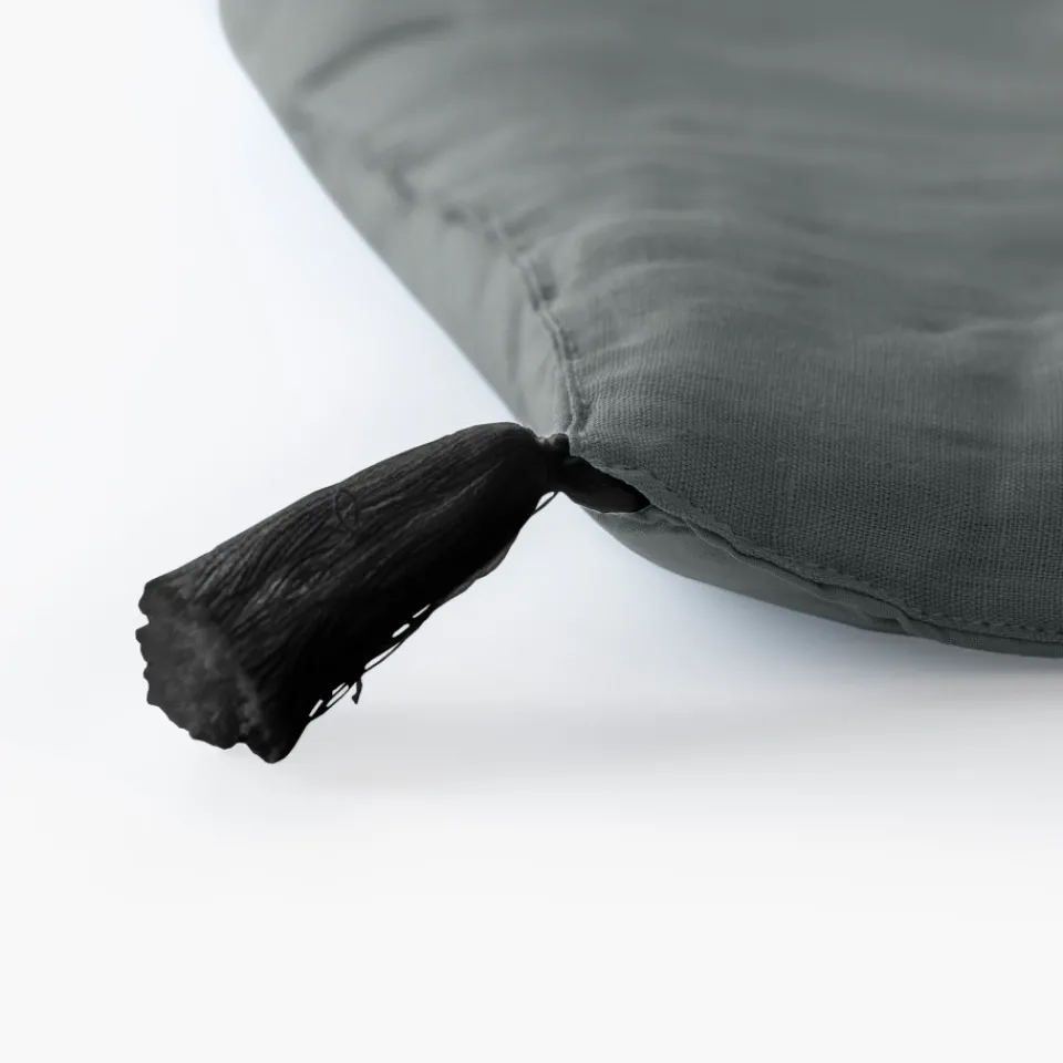 Carré Blanc Edredon lin et coton lavé Songe kaki cendré| Plaids Et Couvre-lits|Plaids