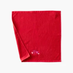 Carré Blanc Essuie mains coton Aime rouge| Torchons & Essuie-mains