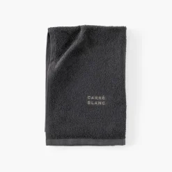 Carré Blanc Essuie mains coton Signature charbon|Homme Torchons & Essuie-mains|Coffrets Cadeaux
