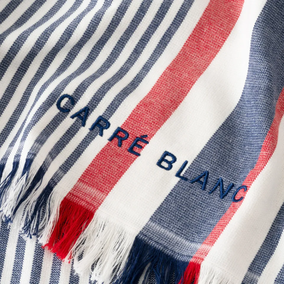Carré Blanc Fouta coton Naval| La Plage