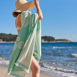 Carré Blanc Fouta coton Sea menthe| La Plage