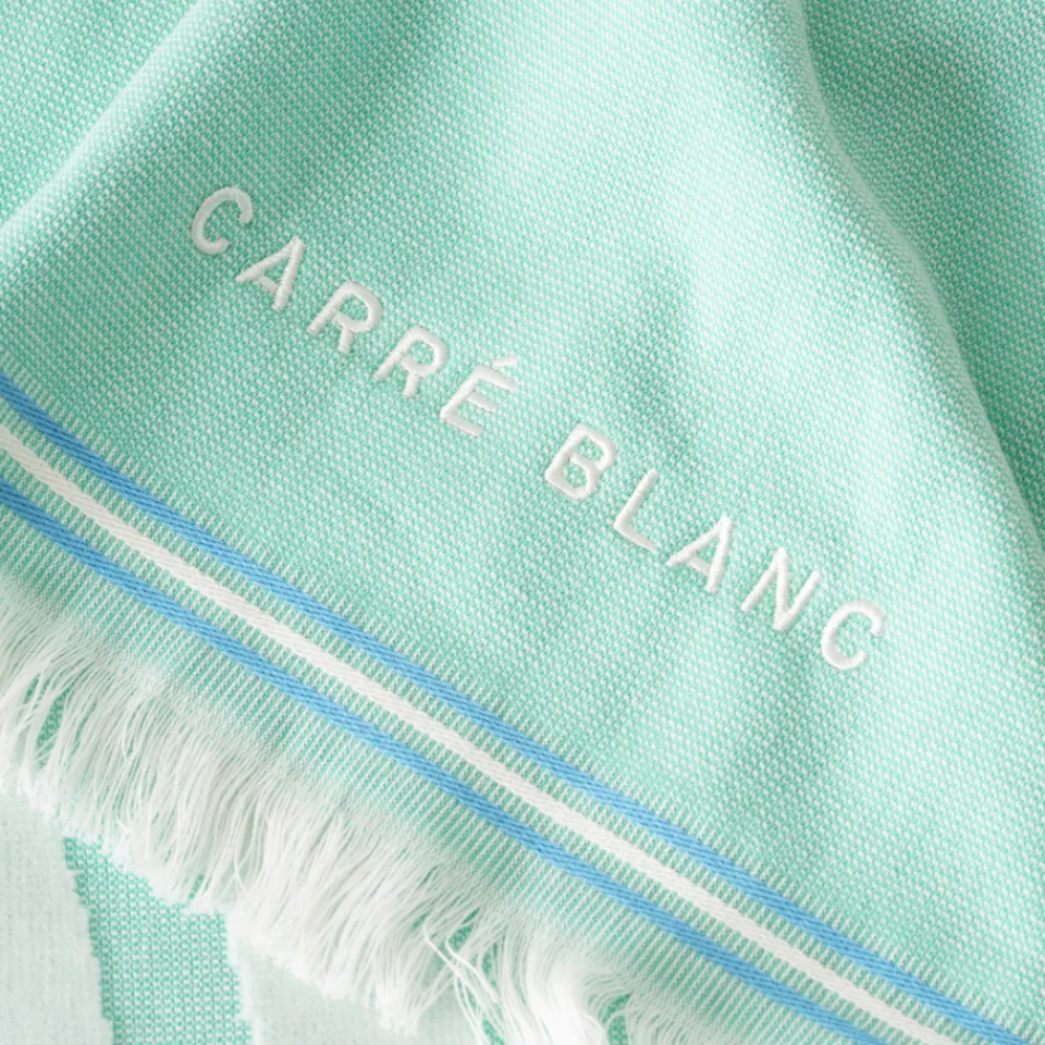 Carré Blanc Fouta coton Sea menthe| La Plage