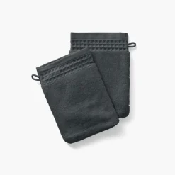 Carré Blanc Gant de toilette bouclette de coton biologique Source fusain| Gants De Toilette