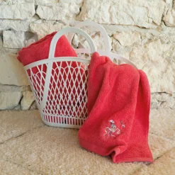 Carré Blanc Gant de toilette coton Atlantis corail|Enfant Gants De Toilette