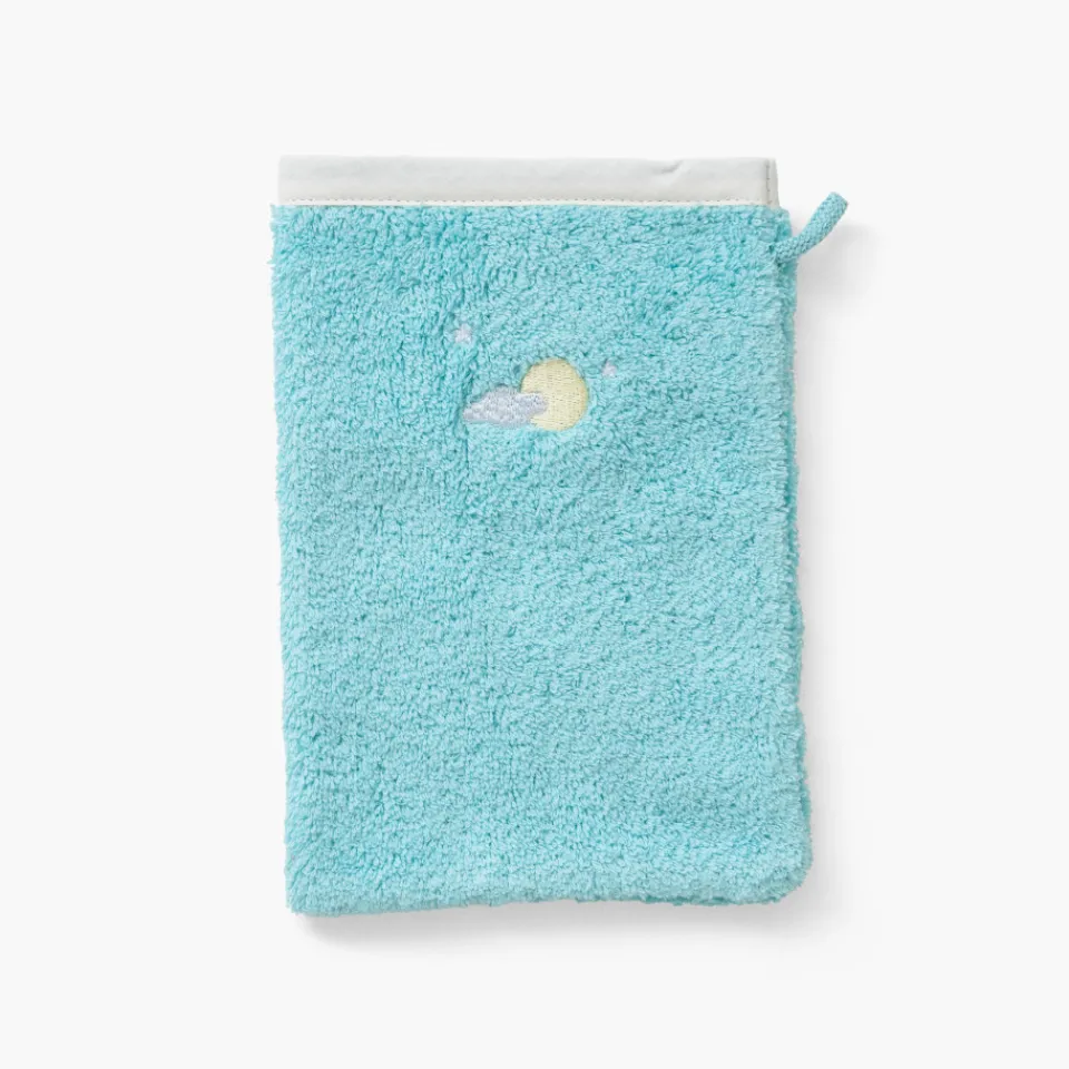 Carré Blanc Gant de toilette coton Atlantis lagon|Enfant Gants De Toilette