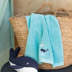 Carré Blanc Gant de toilette coton Atlantis lagon|Enfant Gants De Toilette