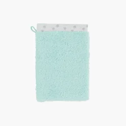 Carré Blanc Gant de toilette coton biologique Devine céladon|Enfant Gants De Toilette
